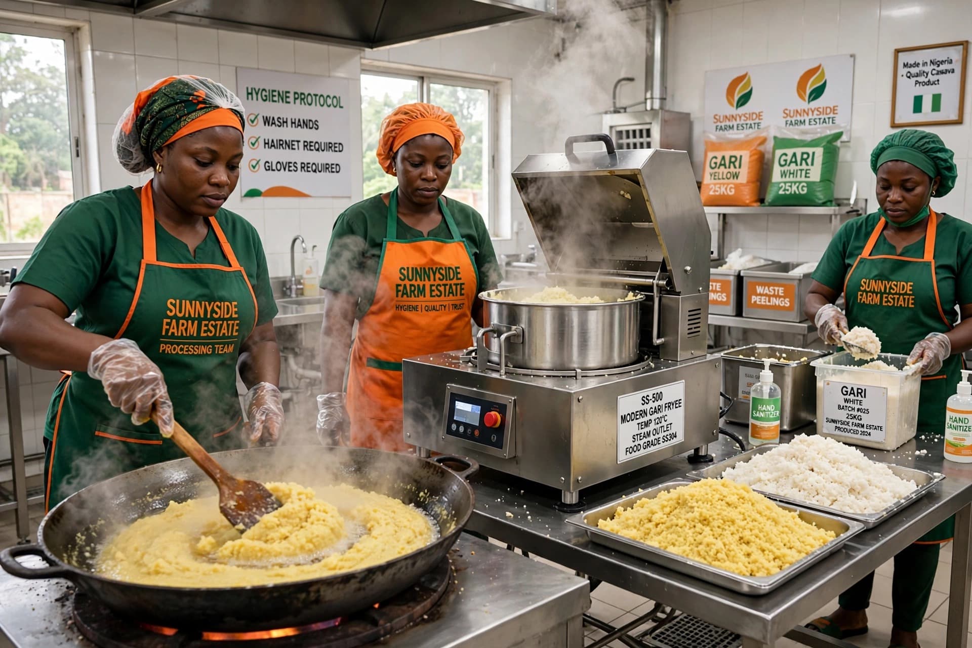 Sunnyside Gari processing Cassava to Gari